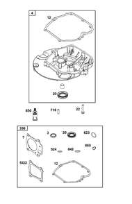 Crankcase Cover/Sump Group Diagram and Parts List for 124P0B-0008-F1 100000 - 19Z999 Briggs and Stratton Engine
